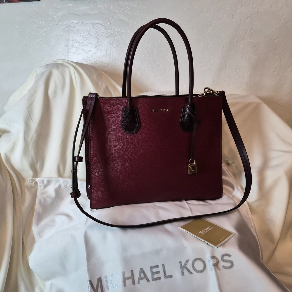 Michael Kors Burgundy Leather Tote Bag